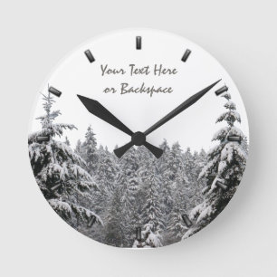 Winter Clock Custom Winter Forest Wall Clock