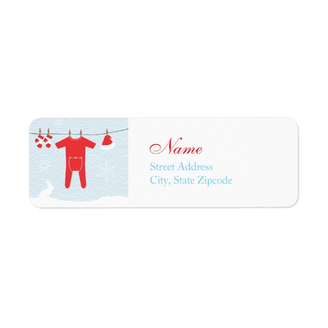 Winter Clothesline Baby Shower Address Label (Front)