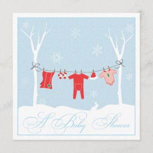 Winter Clothesline Baby Shower Invitation