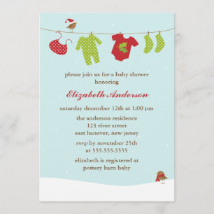 Winter Clothesline Baby Shower Invitation