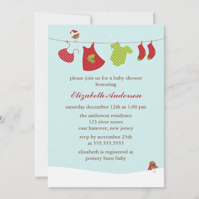 Winter Clothesline Baby Shower Invitation (Front)