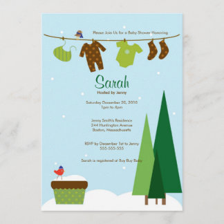 Winter Clothesline Baby Shower Invite