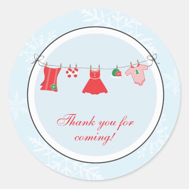 Winter Clothesline Favour Sticker or Address Label (Front)