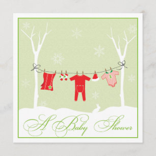 Winter Clothesline NeutralBaby Shower Invitation