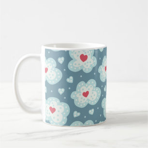 Winter clouds snow hearts coffee mug
