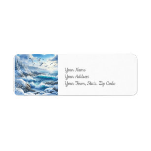 Winter Coastline Return Address Label