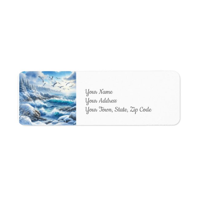 Winter Coastline Return Address Label (Front)