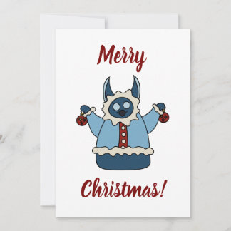 Winter coat Christmas monster Holiday Card