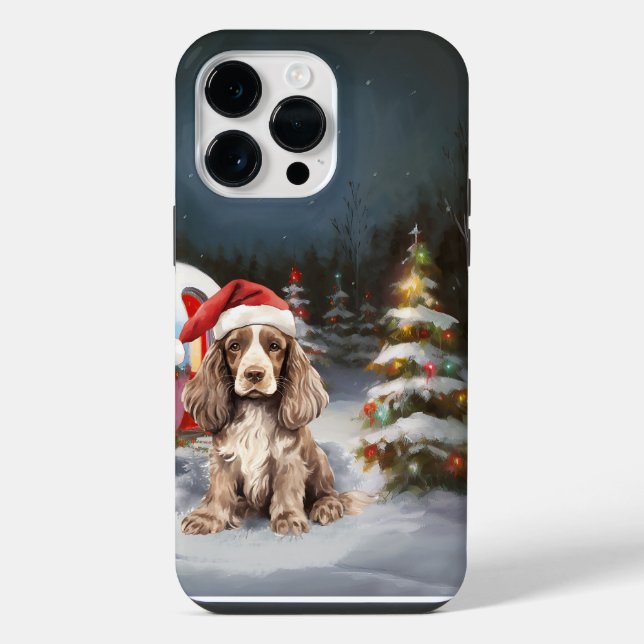 Winter Cocker Spaniel Caravan Christmas Adventure iPhone Case (Back)