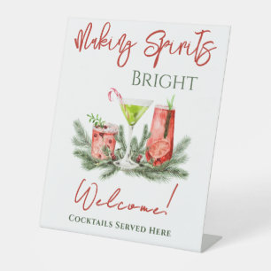 Winter Cocktails Holiday Party Drink Station Pedestal Sign