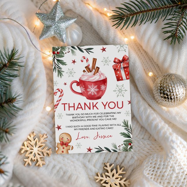 Winter Cocoa Birthday Thank You Card (Creator Uploaded)