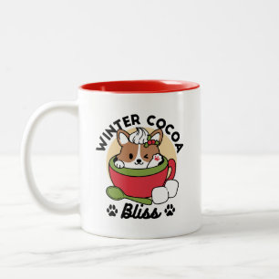 Winter Cocoa Bliss - Cute Dog in Mug Design
