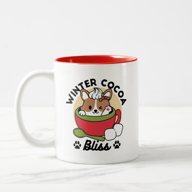 Winter Cocoa Bliss - Cute Dog in Mug Design (Left)