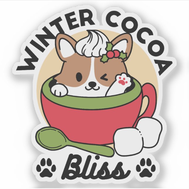Winter Cocoa Bliss - Cute Dog in Mug Design (Front)