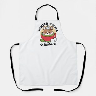 Winter Cocoa Bliss - Cute Dog in Mug Design Apron