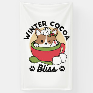 Winter Cocoa Bliss - Cute Dog in Mug Design Banner