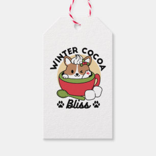 Winter Cocoa Bliss - Cute Dog in Mug Design Gift Tags