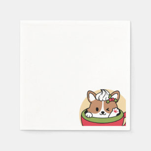 Winter Cocoa Bliss - Cute Dog in Mug Design Napkin