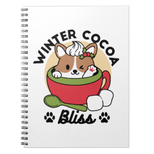 Winter Cocoa Bliss - Cute Dog in Mug Design Notebook