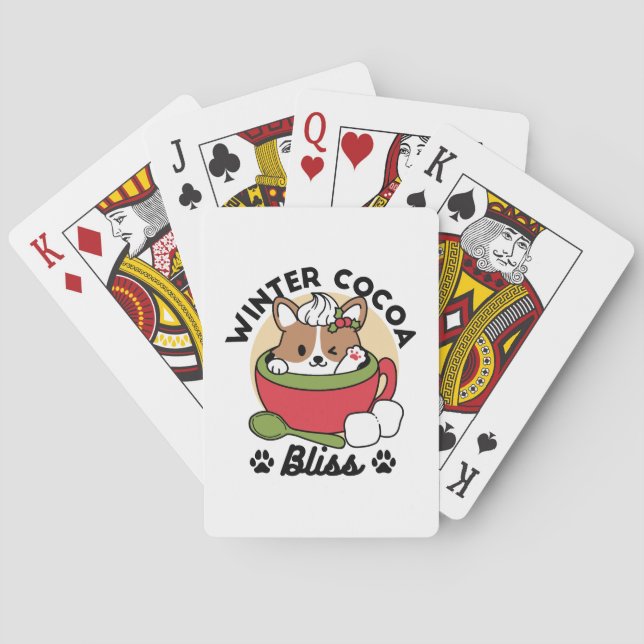 Winter Cocoa Bliss - Cute Dog in Mug Design Playing Cards (Back)