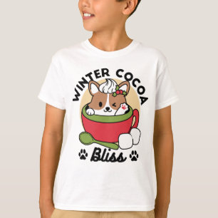 Winter Cocoa Bliss - Cute Dog in Mug Design T-Shirt