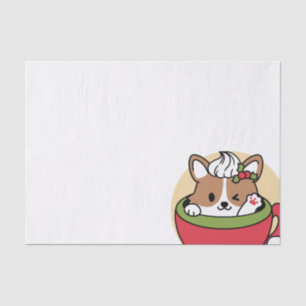 Winter Cocoa Bliss - Cute Dog in Mug Design Tissue Paper