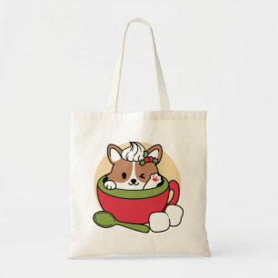 Winter Cocoa Bliss - Cute Dog in Mug Design Tote Bag