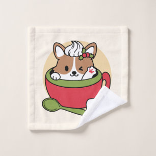 Winter Cocoa Bliss - Cute Dog in Mug Design Wash Cloth