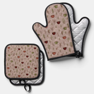 Winter Coffee Journey Oven Mitt & Pot Holder Set