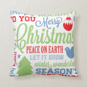 Winter Colors Christmas Subway Art Pillow