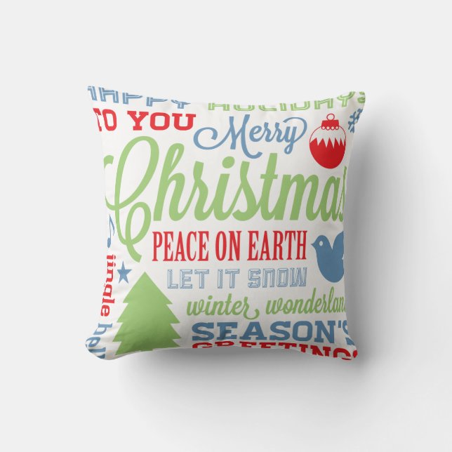 Winter Colours Christmas Subway Art Pillow (Front)