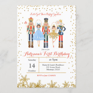 Winter Confetti Birthday Invitation Nutcracker
