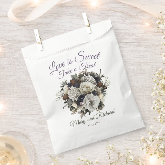 Winter Conifer Floral Love is Sweet Take a Treat   Favour Bags (Clipped)