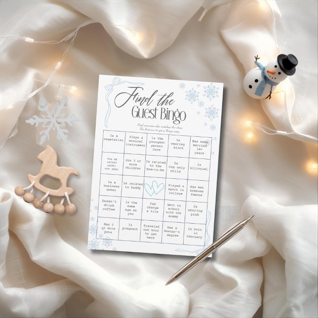 Winter Coquette blue Find The Guest Bingo Card  (Winter Coquette blue Find The Guest Bingo Card)