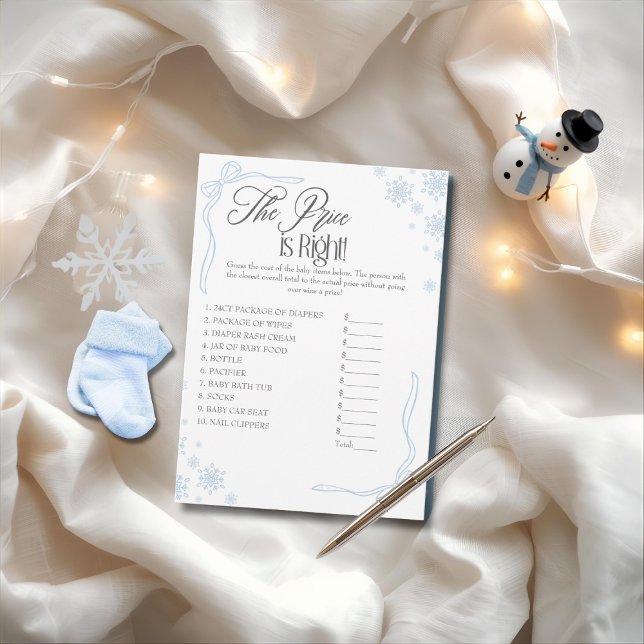Winter Coquette Blue Price is Right Game Card  (Winter Coquette Blue Price is Right Game Card)