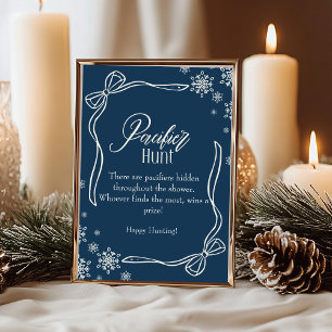 Winter Coquette  Pacifier Hunt Baby Shower sign Invitation