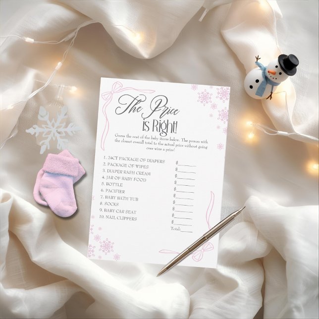 Winter Coquette Pink Price is Right Game Card  (Winter Coquette Pink Price is Right Game Card)
