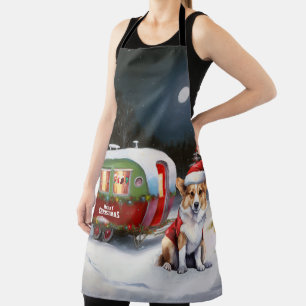 Winter Corgi Caravan Christmas Adventure  Apron