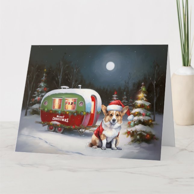 Winter Corgi Caravan Christmas Adventure  Card (Front)