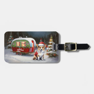 Winter Corgi Caravan Christmas Adventure Luggage Tag