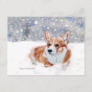 Winter Corgi Postcard