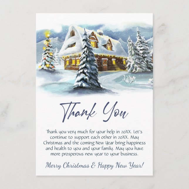 Winter Corporate Christmas Holiday Thank You Card (Front)
