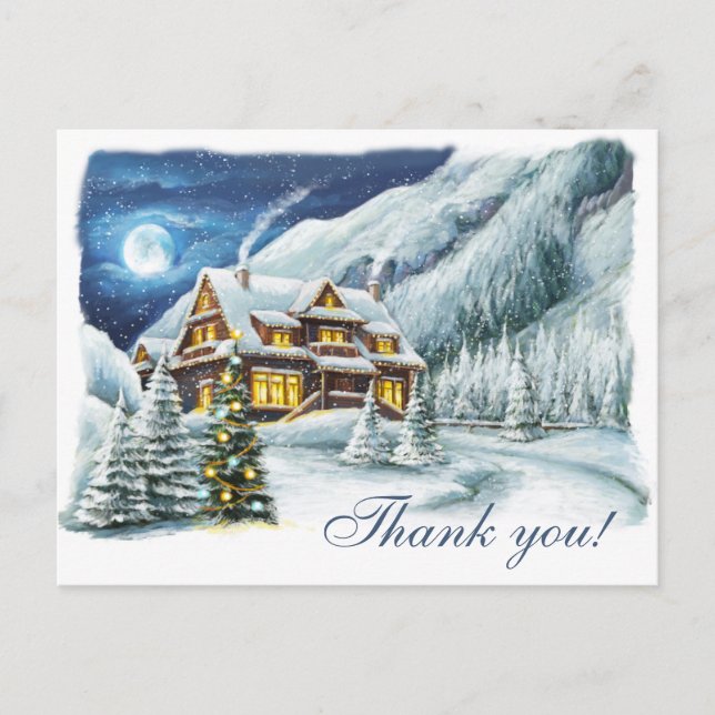 Winter Corporate Christmas Holiday Thank You Postcard (Front)