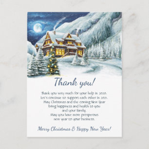 Winter Corporate Christmas Holiday Thank You Postcard