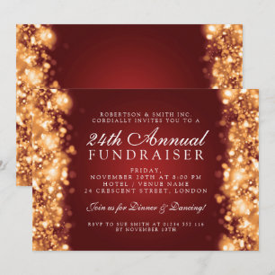 Winter Corporate Party Fundraiser Gala Gold Red Invitation