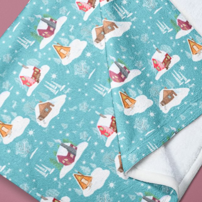 Winter Cosy Cabin Pattern  Fleece Blanket (Creator Uploaded)