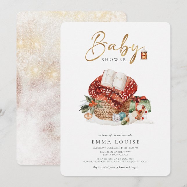 Winter Cosy Christmas Holiday Baby Shower  Invitation (Front/Back)