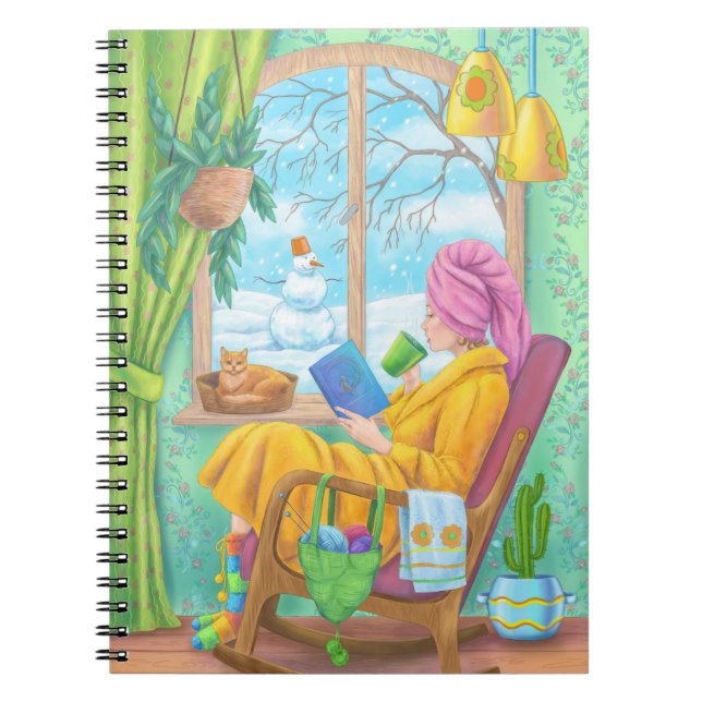 Winter cosy hand drawn home illustration notebook (Front)