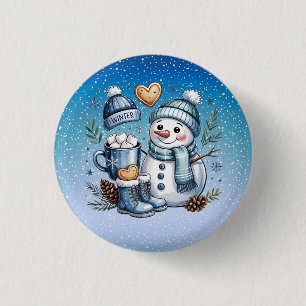 Winter Cosy Snowman 3 Cm Round Badge