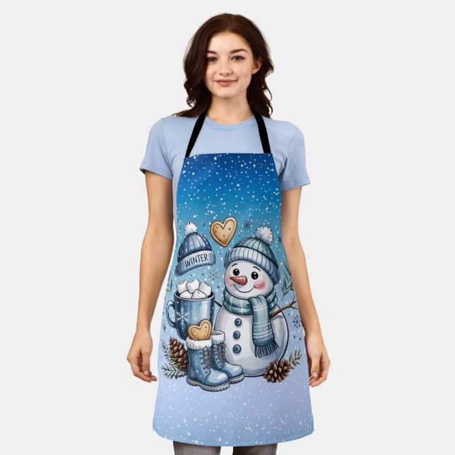 Winter Cosy Snowman Apron (Worn)